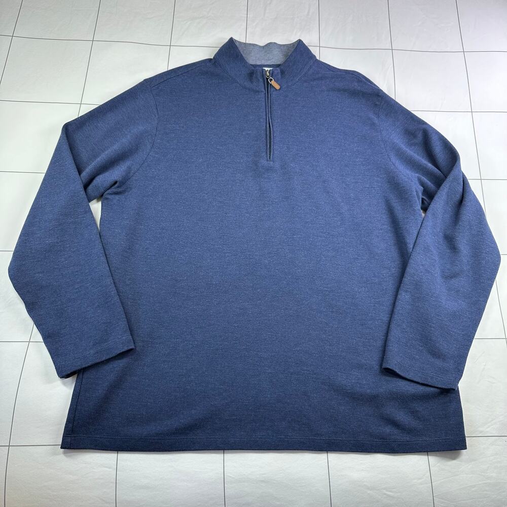 Mizzen+Main Sweater Mens XXL Blue Stanton Pullover 1/4 Zip Casual Cotton Stretch